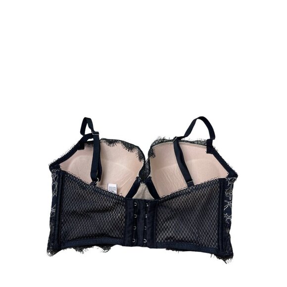 Victorias Secret Dream Angels Padded Demi Bra Long Line Black Lace Mesh 32D - Picture 6 of 7